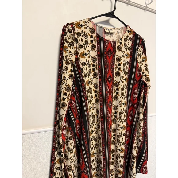 Show Me Your Mumu Mini Tunic Dress women’s XS Red Black Floral Boho Long Sleeve - Picture 6 of 16